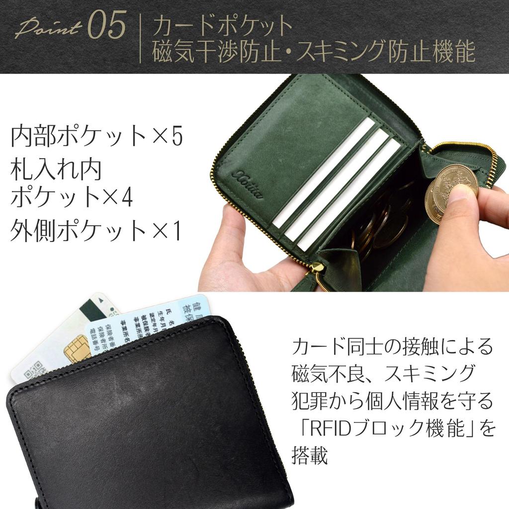 Bifold Wallet Genuine Leather Not Pueblo Leather Round Zipper Thin Compact YKK Zipper [Exvita] Men's [Thin, Small, Bulky] (MAYA (Blue)