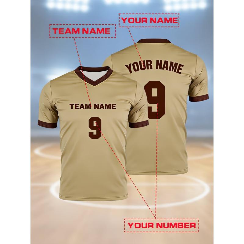 Soccer Jersey For Men's T-shirts V Neck Short Sleeve Sports Uniform Tops