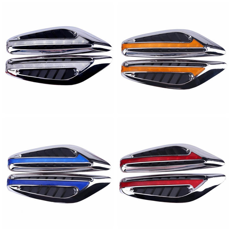 Pair(2Pieces) Universal Blade Steering Light Fender Side Marker Light Car Led Turn Signal Lamps Yellow Red Blue White