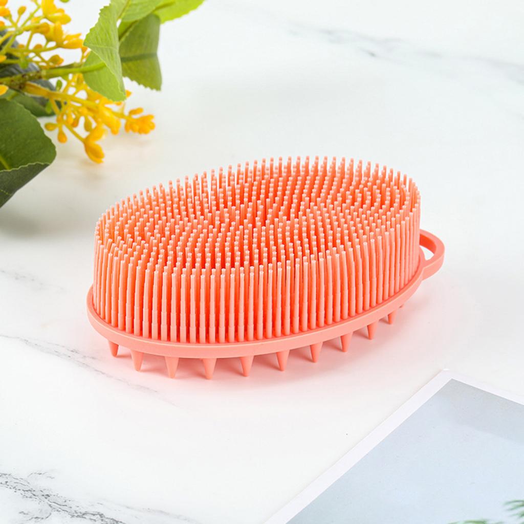 Yousheng Bath Brush 2 In 1 Design Massage Cleansing Brush for Body And Head Silicone Body Exfoliating Scrubber with Anti-Slip Handle