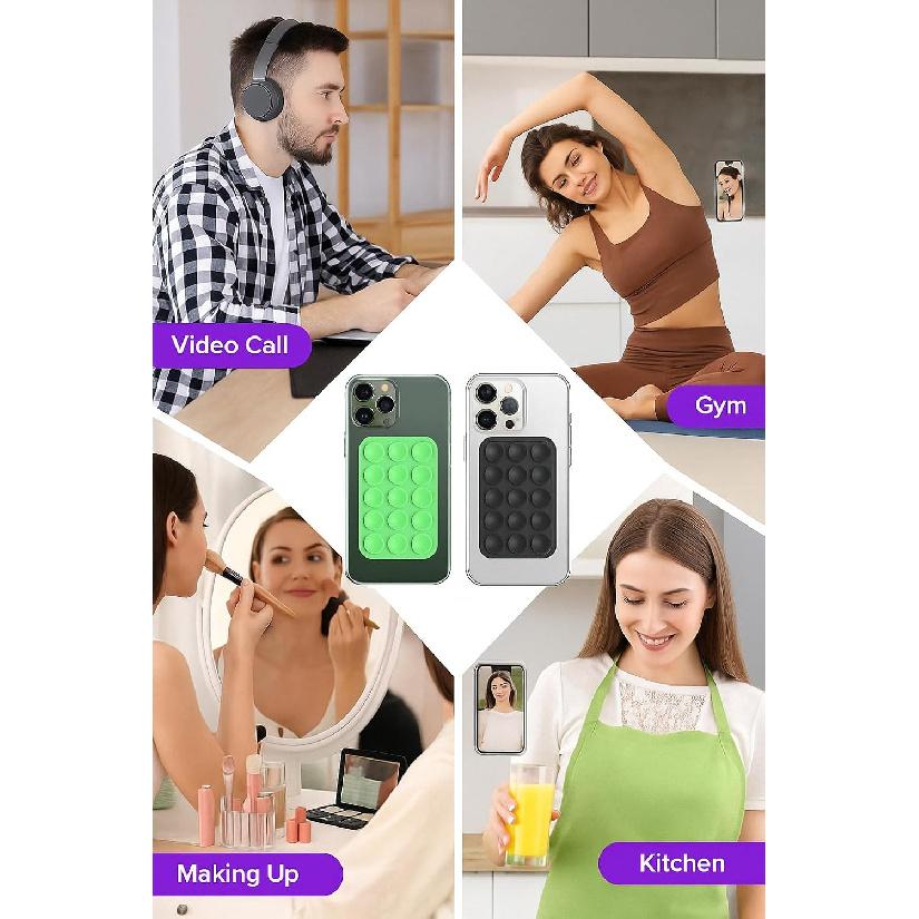 MB LuxTouch Double-Sided Silicone Phone Mount with 24 Suction Cups | Strong Grip Holder for Selfies & Videos | Ideal for Car, Mirror, Kitchen |