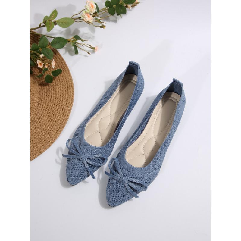 Single Shoes Women's New Doudou Shoes Women's Knitted Flats Shallow Mouth Flying Knitting Shoes Large Size Women's Shoes