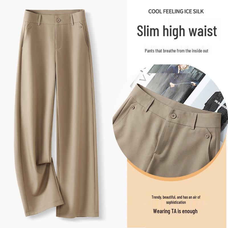 Dámské splývavé kalhoty s vysokým pasem a širokými nohavicemi - Zeštíhlující, ležérní, kalhoty s rovnými nohavicemi