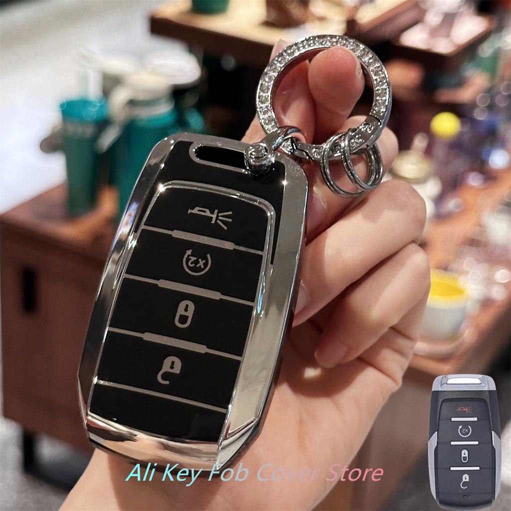 Key Fob Cover with Keychain Lanyard for Jeep 2019-2022 Dodge RAM 1500 2500 3500 4500 5500