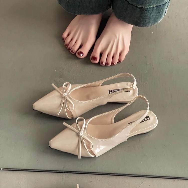 Bow women bag head Roman sandals summer fashion niche design sense commuter invisible pointed wedge heel women's shoes