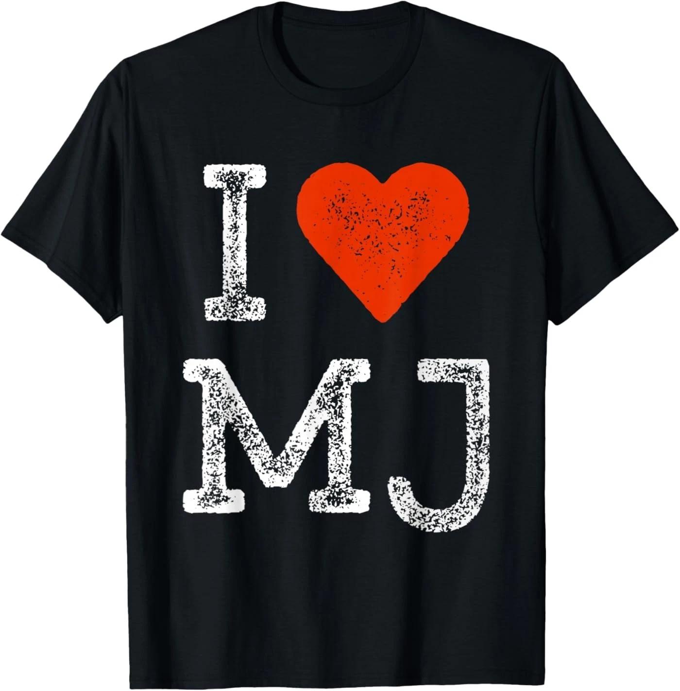 I Love MJ Vintage Fan Merch Red Heart Initials Design M.J. T-Shirt L