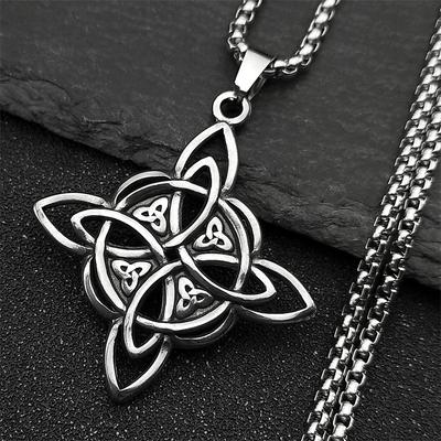 Pendentif Nœud Viking Celtique Vintage Acier Inoxydable Collier Titane Chaîne à Superposer