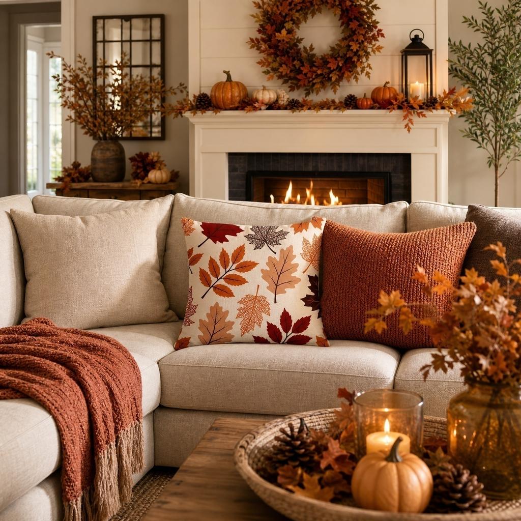 1PCS Autumn Thanksgiving Pumpkin Pillow Cover Sofa Cushion Case Decorative Throw Pillow Cover for Home Living Room Bedroom