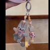 Handmade Pvc Knitted Bunny Phone Strap With Keychain For Daily Use