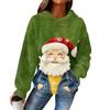 Women's Hooded Long Sleeve Christmas Printed Flannel Top Hooded Sweatshirt