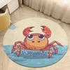 Sommer Cartoon Krabbe Runder Teppich Waschbare Teppiche Innen Kreis Fußmatte Weicher Rutschfester Teppich für Wohnzimmer Schlafzimmer Esszimmer