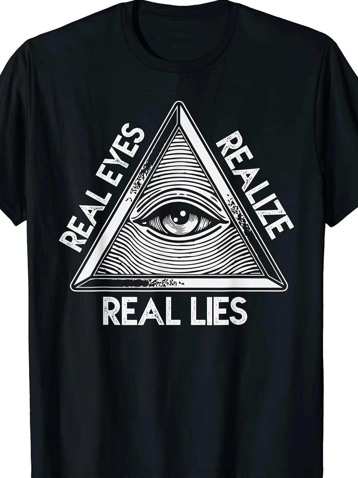 Men s Real Eyes Realize Real Lies Graphic Cotton T-Shirt S разноцветный