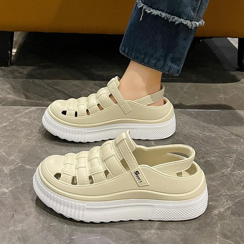 

Women s Oversized Thick Sole Sandals Flat Bottom Women s Beach Sandals 36 бежевый