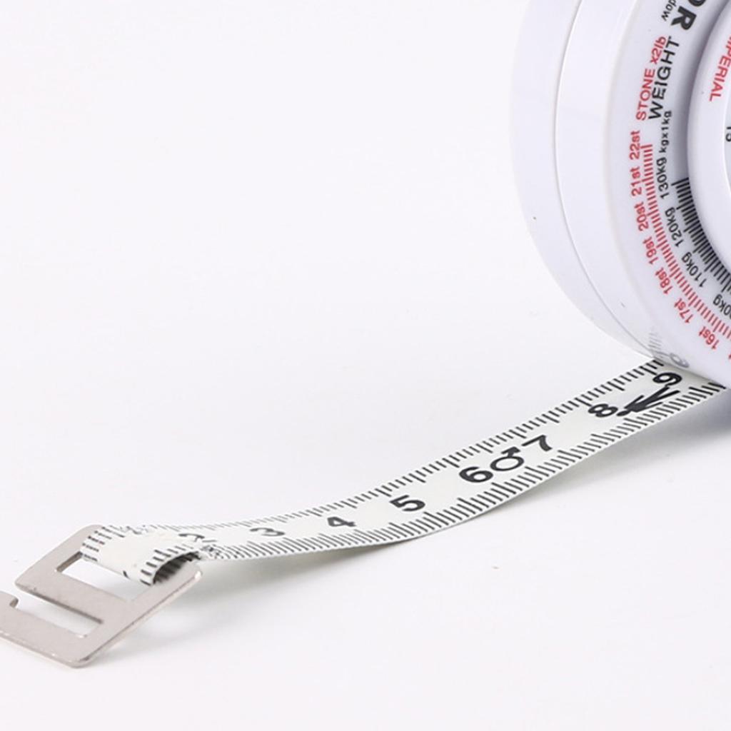 Round BMI Measuring Tape Automatic Retractable Waistline Tape Calculator Portable Health Tape Measures Tools White