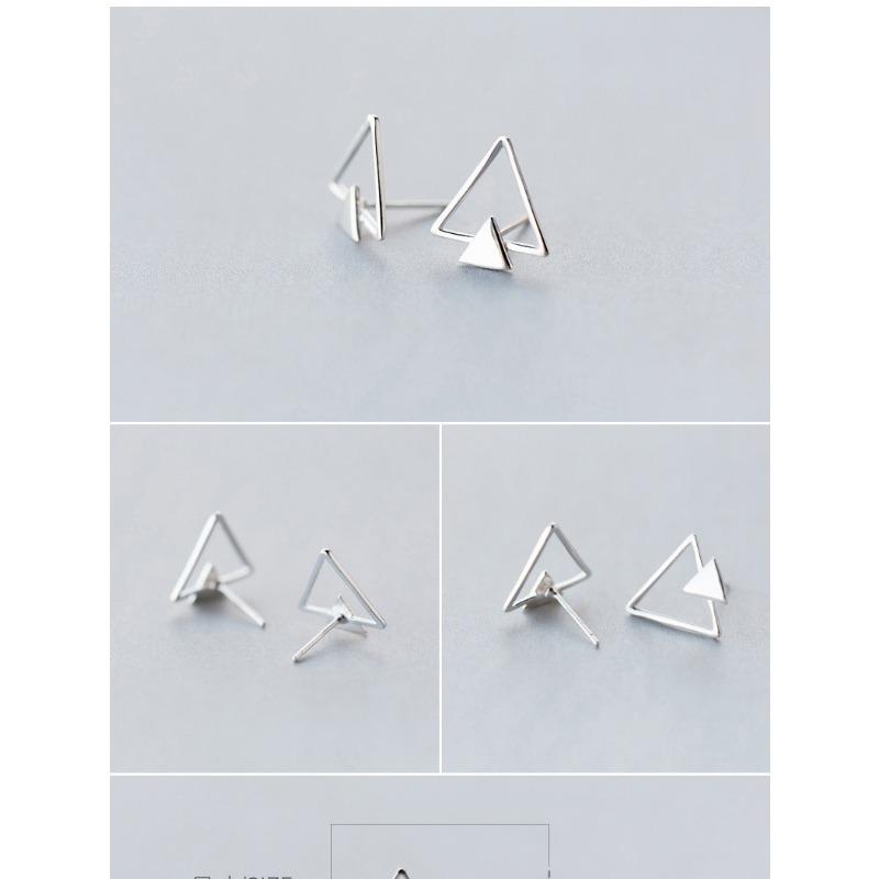 Fashion Hollow Triangle Geometric Stud Earrings For Women Simple White Gold Plated Ear Jewelry
