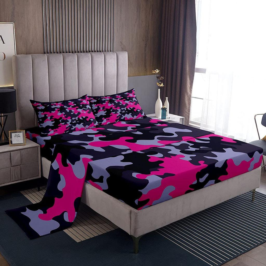 Camouflage Personalized Pattern Bed Hat Four-piece Bedding Set Bedroom Dormitory Bedding Decoration