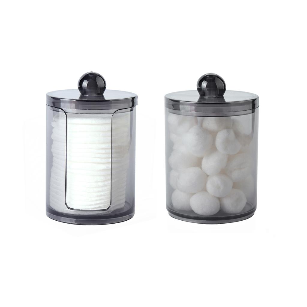 2pcs Qtip Holder Bathroom Container Organizer with Lids, Storage Box Cotton Ball/Swabs Dispenser, Apothecary Organizer Jar