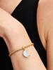 Pandora Sparkling Crescent Moon Dangle Charm – 14k Gold Plated & Iridescent Moonstone Crystal – 764275C01