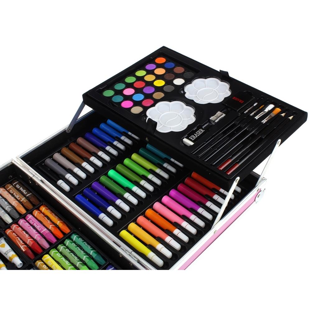Art Set for Painting, Crayons, Paints, Case, 144 Pieces, Blue