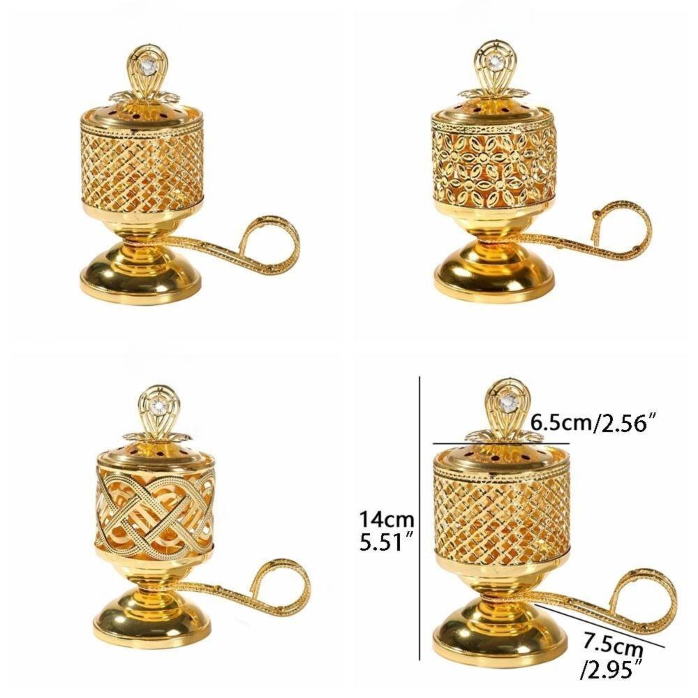 Traditional Middle Eastern Arabic Incense Stove Handheld Metal Incense Stove Gold Aromatherapy Furnace