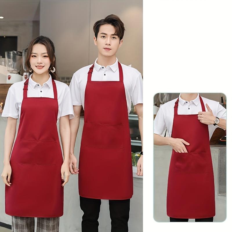 Unisex Customizable Polyester Chef Apron with Pockets - Durable Knit Fabric Cooking Apron for Men and Women, Ideal for Kitchen, Grill, Restaurant, Bar