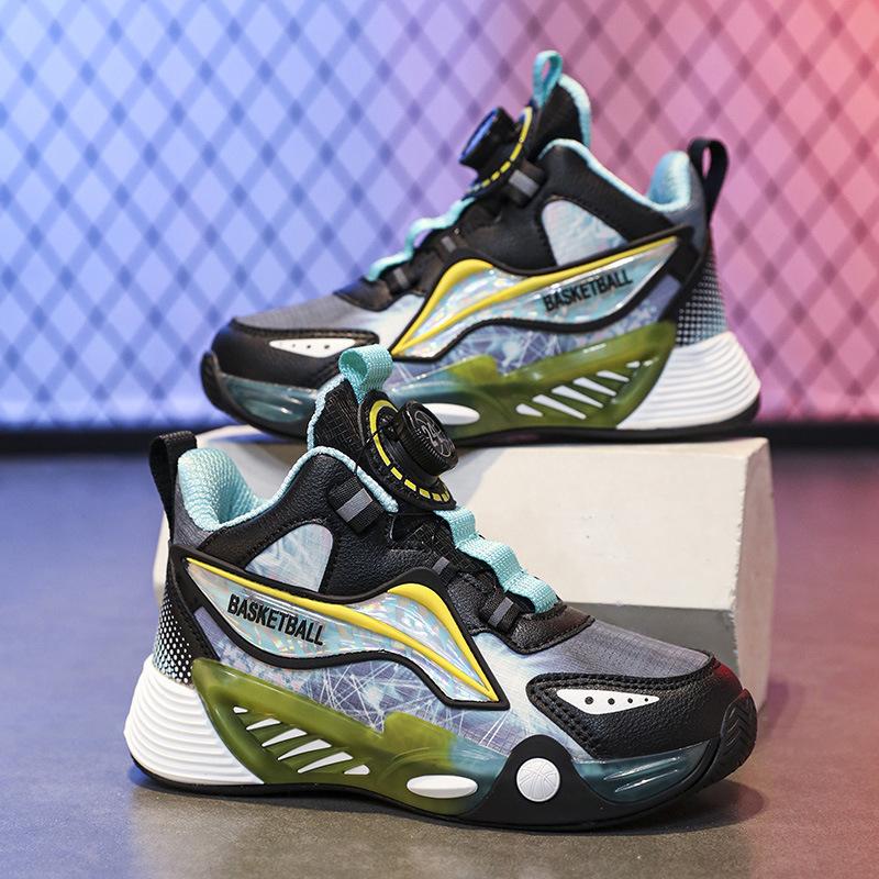 Children's Basketball Shoes Are Lightweight and Shock-absorbing, Autumn and Winter Leather Surface Waterproof, Non-slip and Wear-resistant, Mediu