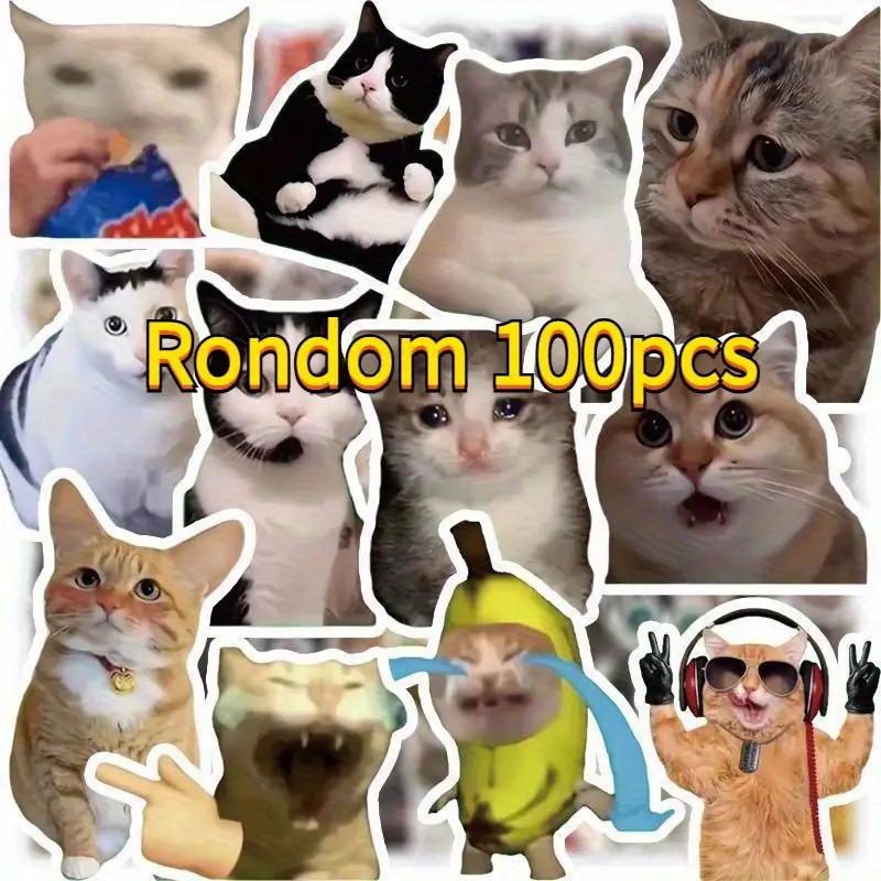 100 funny and sarcastic cute cat expression stickers, paper material, humor sticker collection, suitable for journals, notebooks