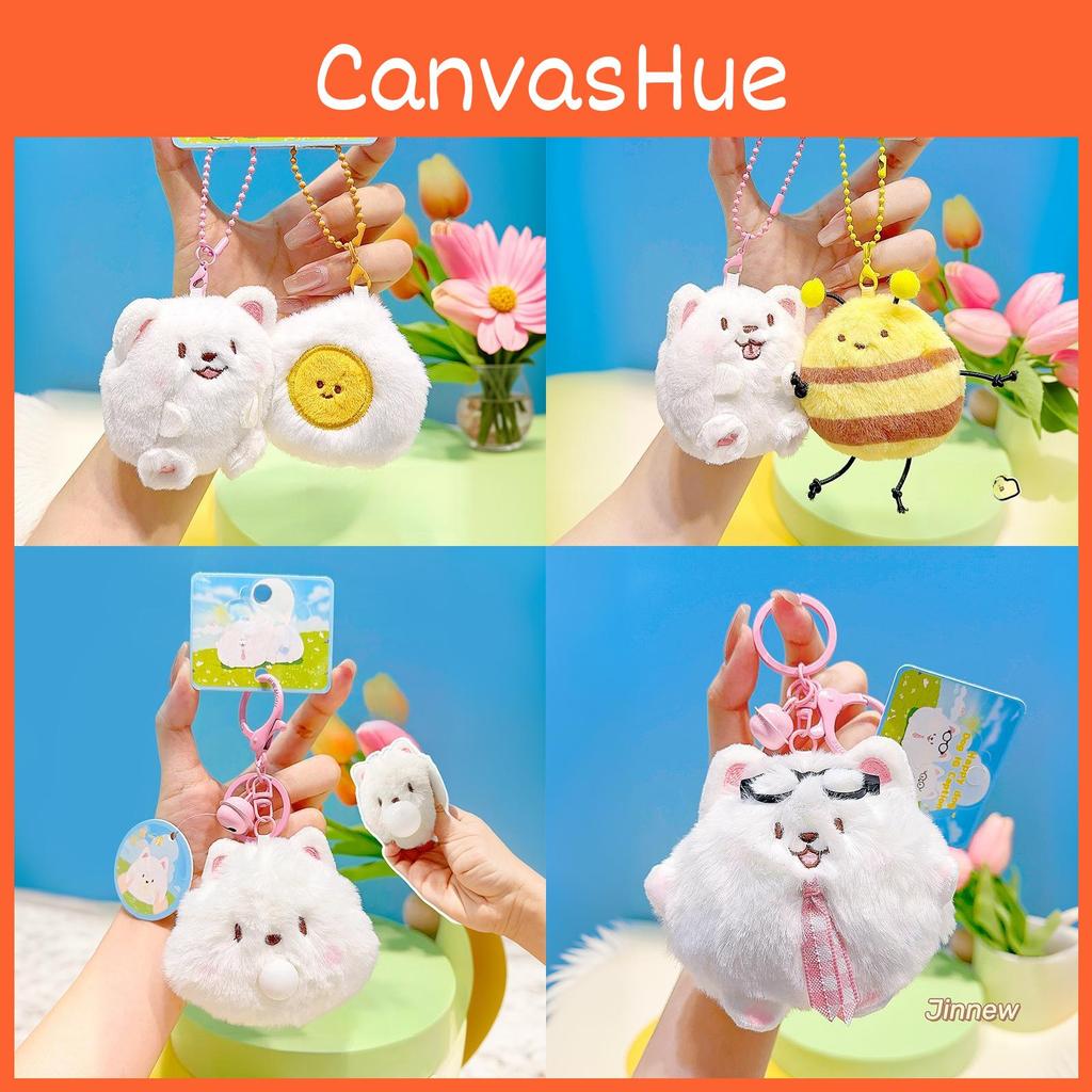 Cartoon Plush Samoyed Keyring With Magnetic Closure For Backpack And Key Holder