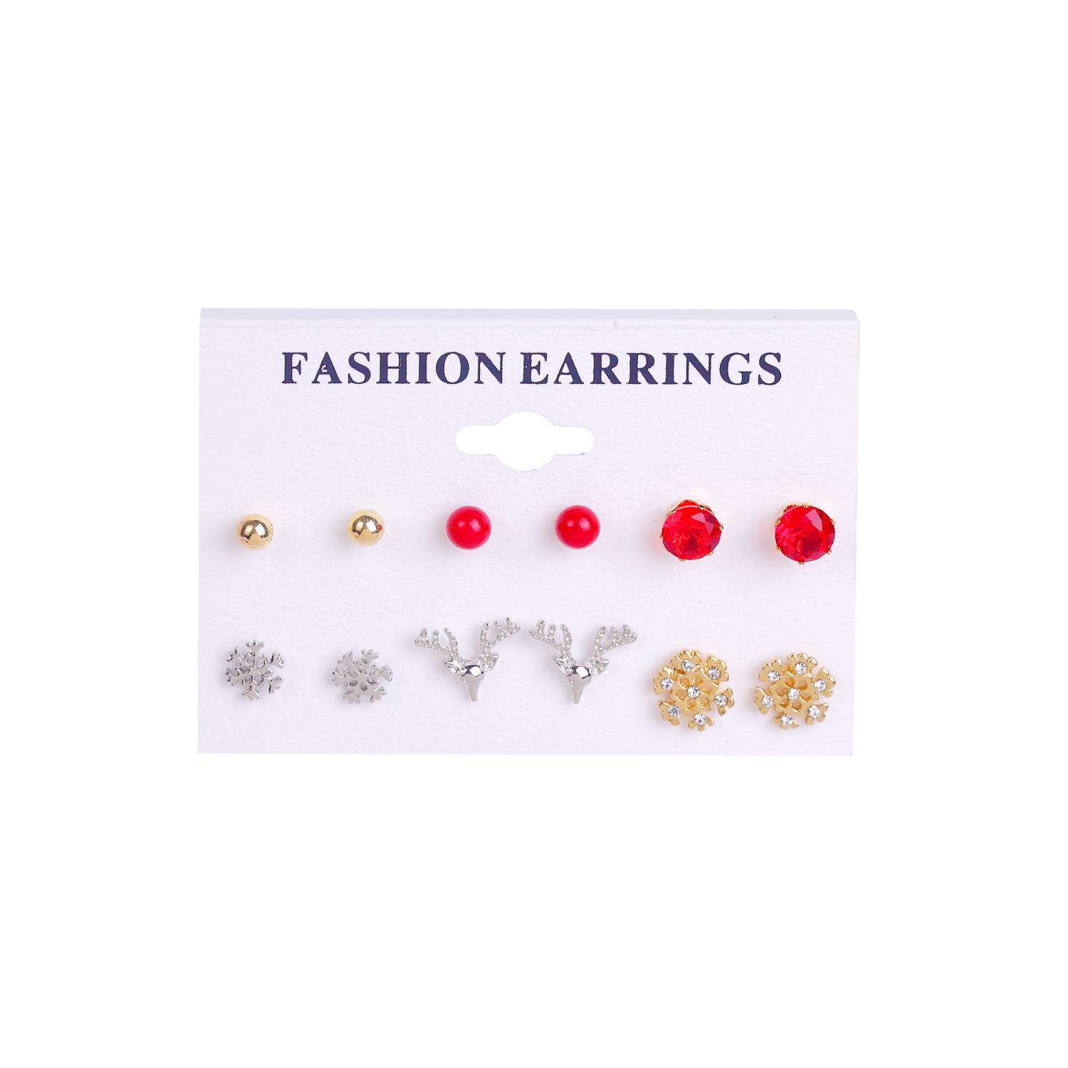 

Набор рождественских серег-оленей - 6 пар праздничных пусет