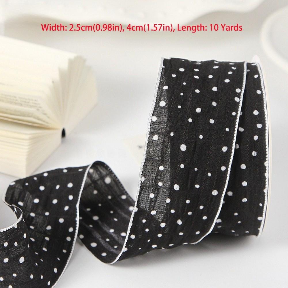 10 Yards 10 Yards Length Crinkled Chiffon Ribbon Crinkled Texture Polka Dot Pattern Wave Edge Ribbon Chiffon Material