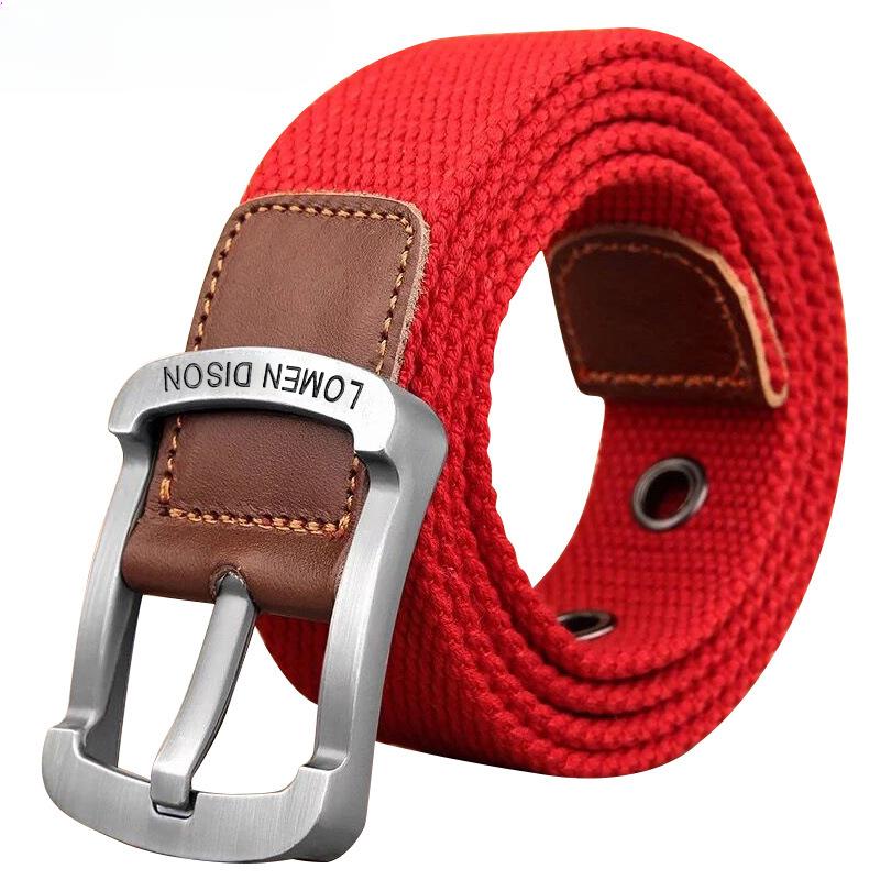3,5 cm venkovní plátěný pánský pásek jednobarevný černo-červený pruhovaný tkaný slitinový špendlík se sponou Sportovní overaly pásek pro muže velkoobchod