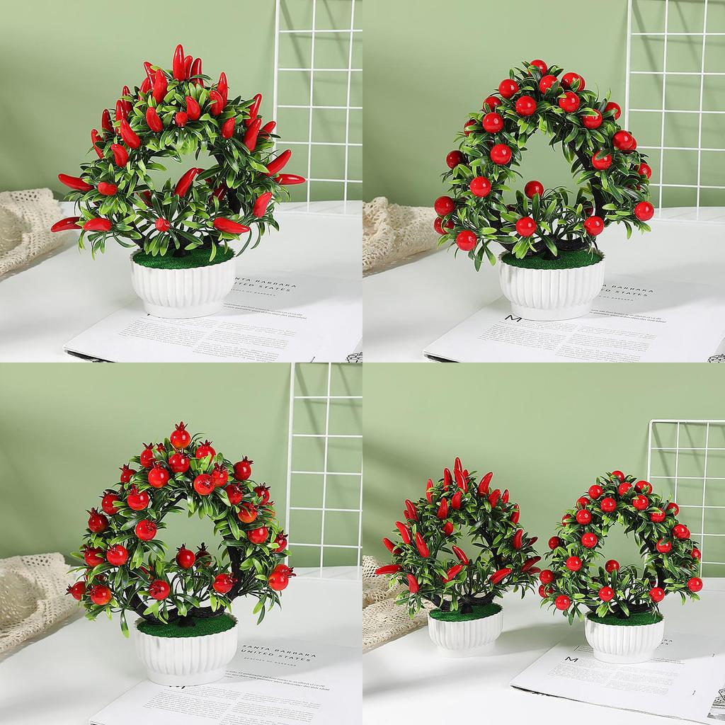 Plastic Heartshaped Fruit Bonsai 42 Piece Artificial Plant For Photography Prop