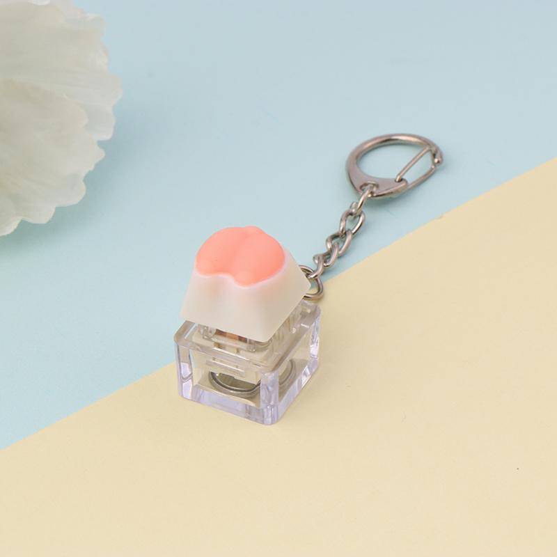 Creative Pink Cat Claw Keycap Mechanical Keyboard Keychain Led Keyboard Keyring Cute Girly Bag Pendant Relief Stress Toys
