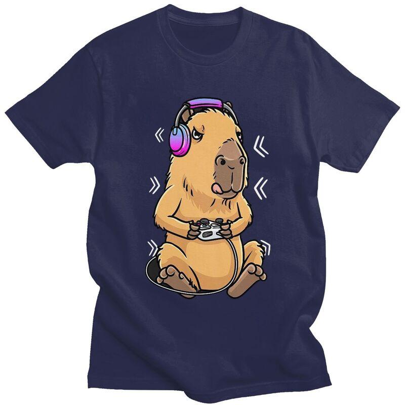 Custom Capybara Giant Cavy Rodent Gamer Gaming T Shirt for Men Pure Cotton Tshirt Leisure Tees Tshirt Clothing