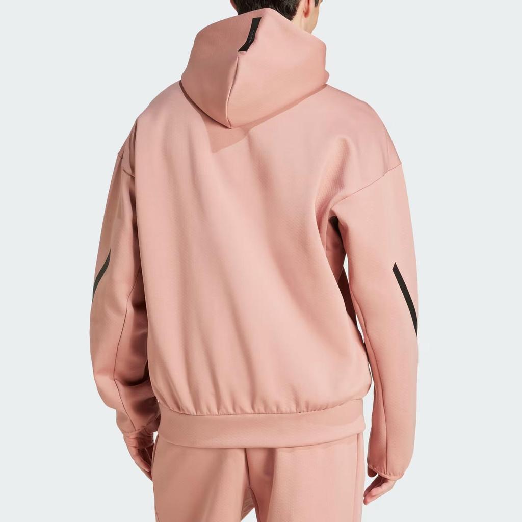adidas ZNE. Roupa Esportiva FW24 Moda Jaqueta Minimalista com Capuz Masculina Jaqueta Rosa JD2908
