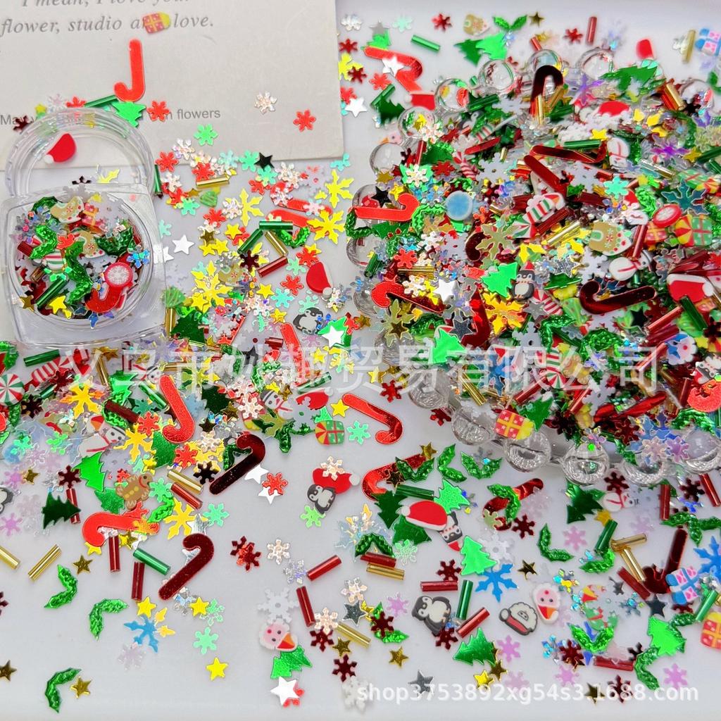 Christmas Mixed Sequins Snowflake Christmas Tree Santa Claus Handmade Diy Quicksand Hemp Filler Material Accessories