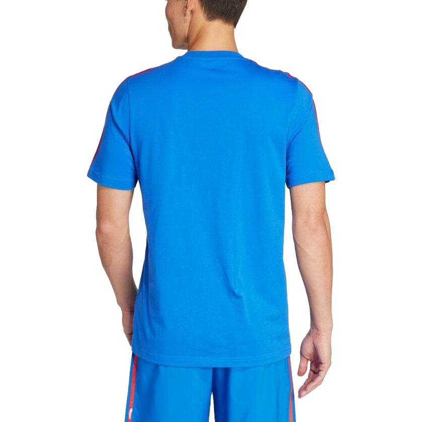 Adidas Logo Print Three-Stripes Crew Neck Short Sleeve T-Shirt Men Tops Blue IU2108