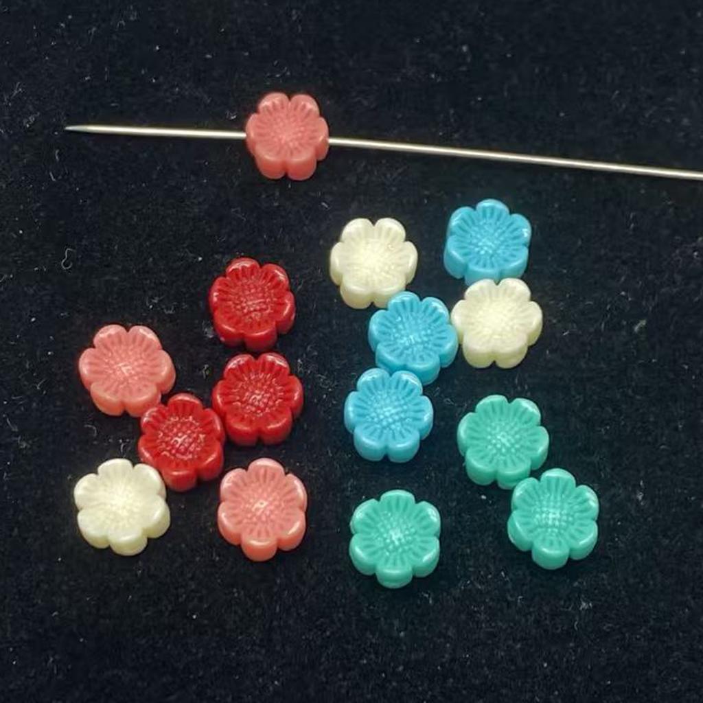 50Pcs, 7.8mm Carved Flower Shaped Plastic Spacer Beads, Boho Loose Beads for DIY Bracelet Necklace Handmade Jewelry Making