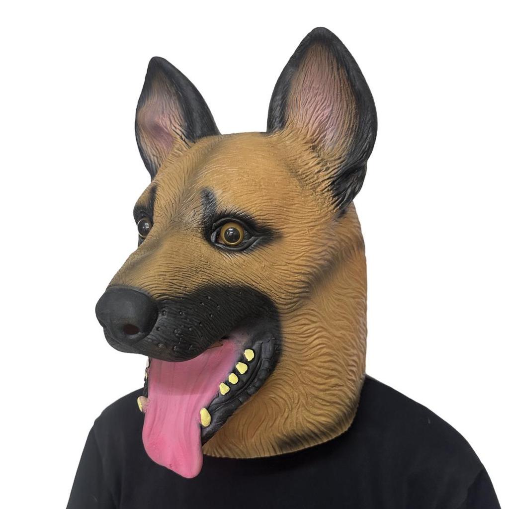 Halloween Wolfdog Shepherd Mask - German Shepherd Husky Latex Headgear for TikTok Style Parties