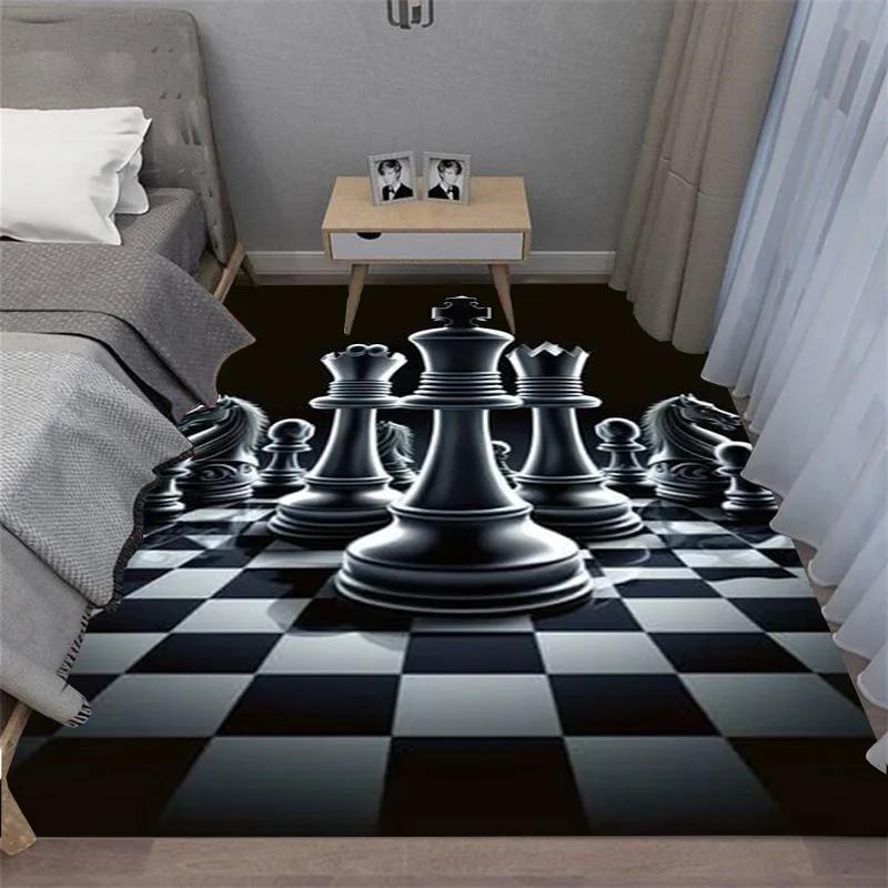 Intelligence Game Chess Inspired Decor Carpet Rug King Queen Rook Bishop Knight Pawn Cozy Living Room Floor Mat Area Rug