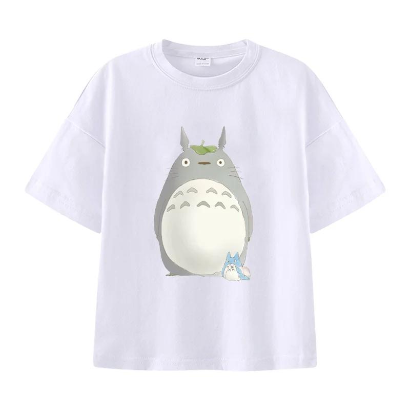 Summer Cartoon Hayao Miyazaki Totoro Printed Cotton Children's T-shirt Short Sleeved Street Fashion Men's and Women's Clothing