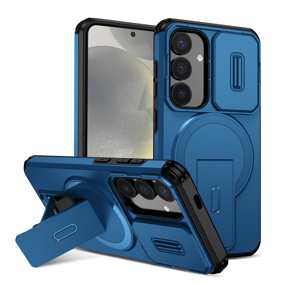 KEYSION Shockproof Magnetic Case for Samsung Galaxy S24 S25 Ultra S25+ S24 FE Slide Camera Protect Kickstand Wireless Charging Phone Cover