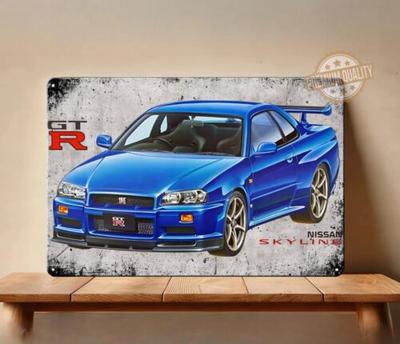 Skyline Gtr R34 Auto Metallposter - Garagen Blechschild Größe: 20x30cm 8x12in-Aluminium