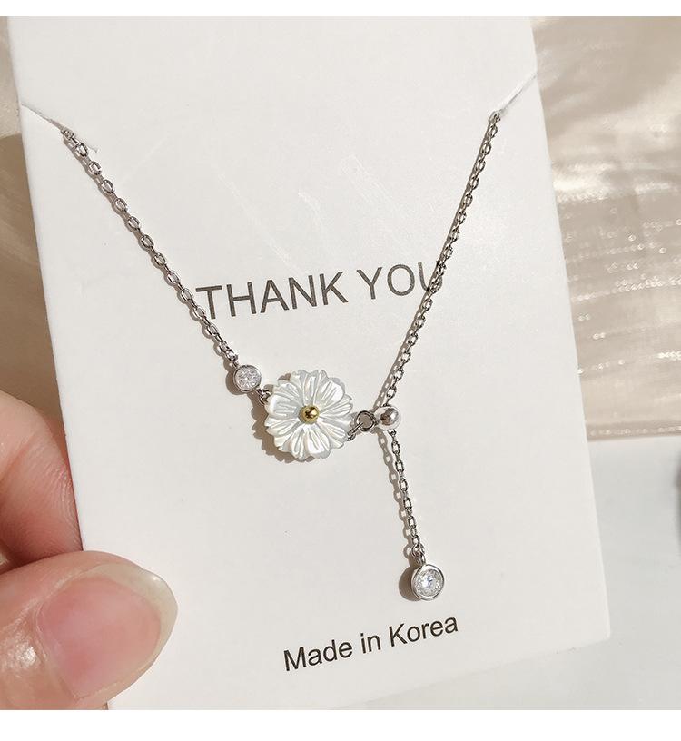New Temperament Small Daisy 925 Sterling Silver Jewelry Personality Shell Popular Flower Clavicle Chain Necklaces TYB375