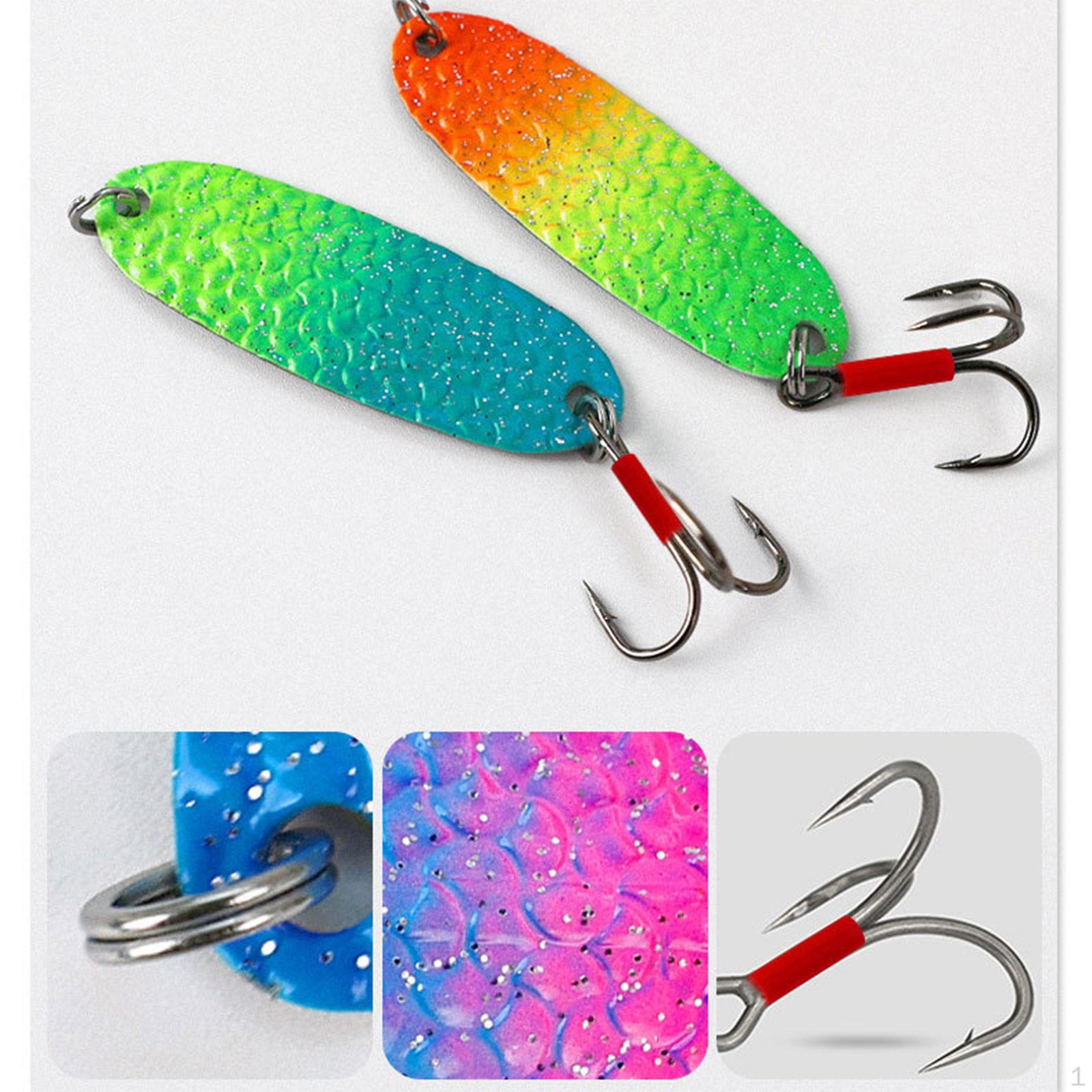 

5 Fishing Spoons, Hard Sequin Lures for Catfish, Trout, Walleye 6G 5.2cm