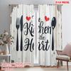 2pcs,2D Plane Printing Popular Curtains Heart of Kitchen Durable 100% Polyester Fabric (without Rod) Decorations Inside Use for