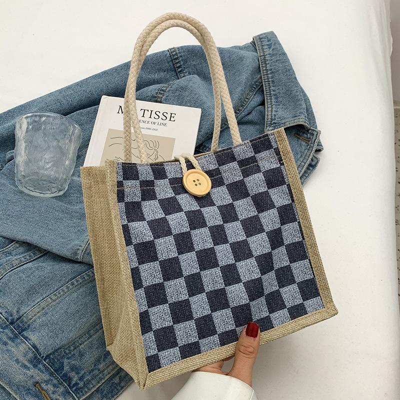 Summer Small Fresh Linen Handheld Bento Bag Female Versatile Hand Carry Linen Bag