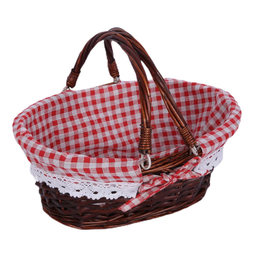 Rattan Picnic Basket, Wicker Basket, Pastoral Picnic Activity Handle Basket