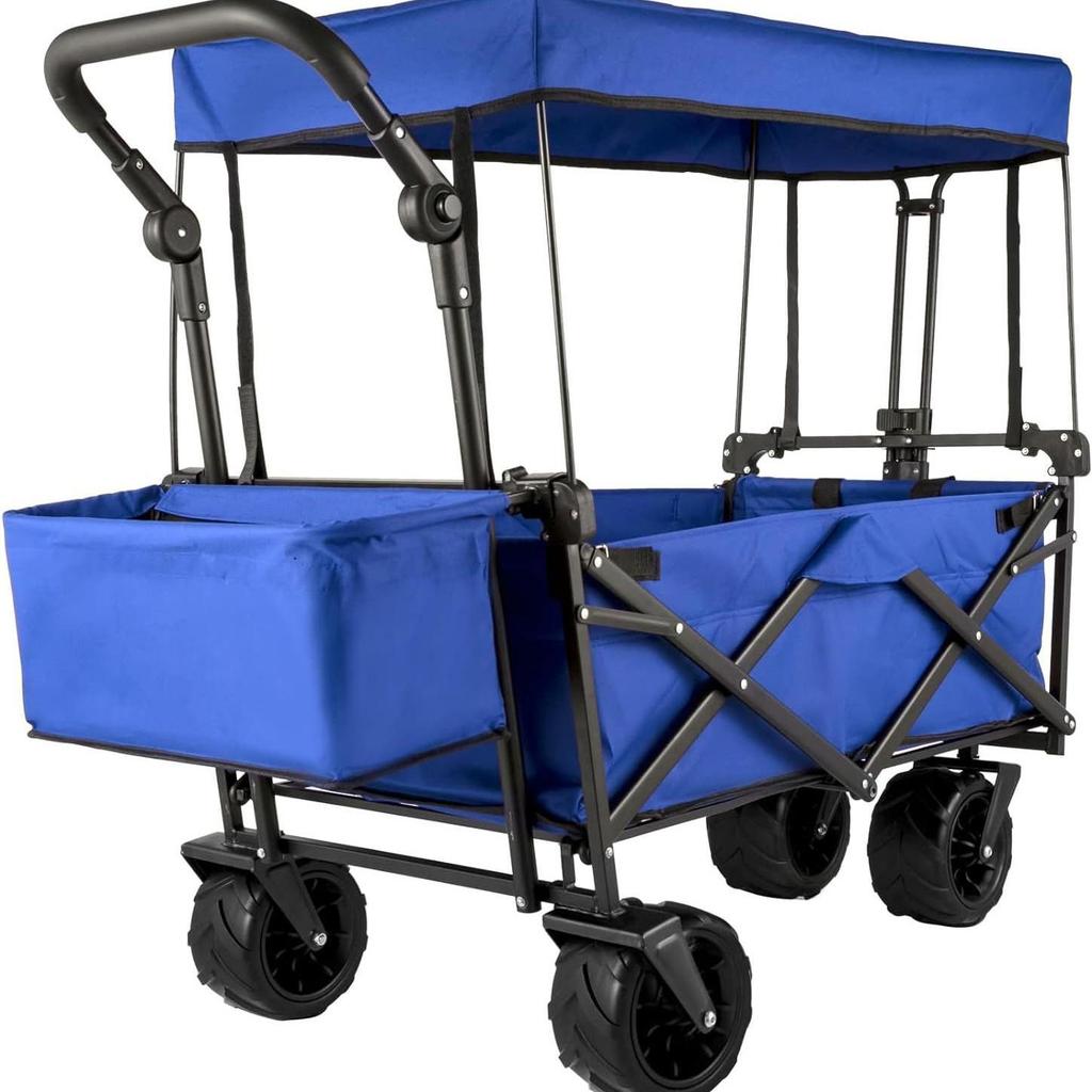 Foldable Outdoor Four-Wheel Trolley Cart for Camping and Shopping