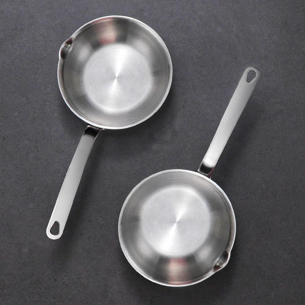 13cm Stainless Steel Frying Egg Pan Diversion Port Breakfast Cooking Pot Oil Splashing Pan  Sauces